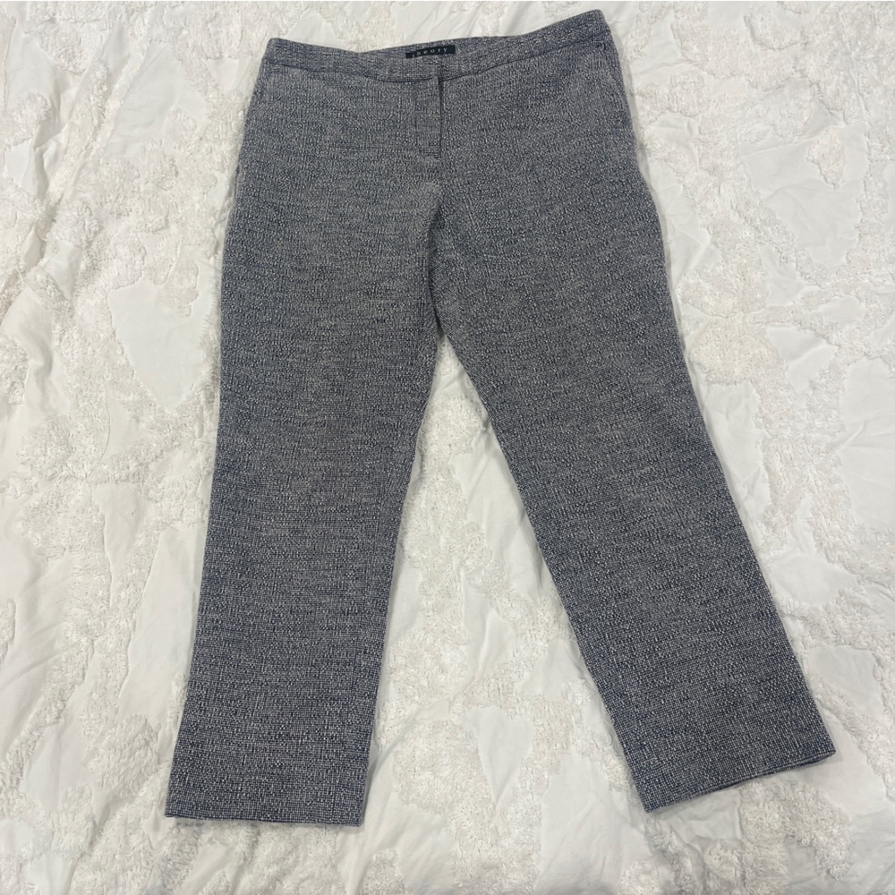 Theory Cropped Pants - Navy & White Plentiful Print - Size 10 - 100% Cotton
